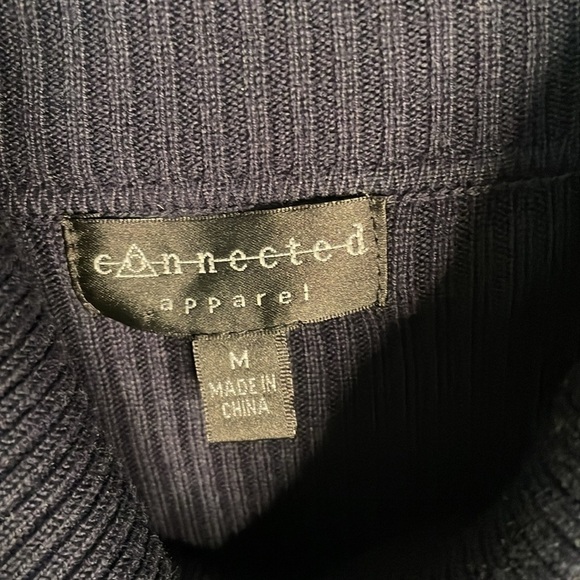 CONNECTED Womens Medium Navy Blue Cowl Neck 3/4 Sleeve Sweater Dress Minimalist - Picture 2 of 10